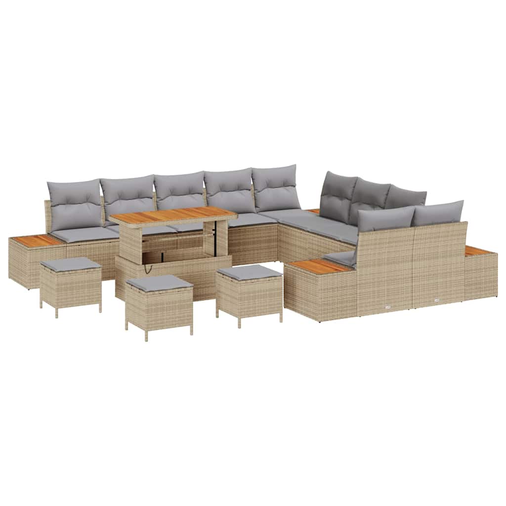 Havesofa Sæt 14 stk. 13-Antal sæder Beige Poly rattan