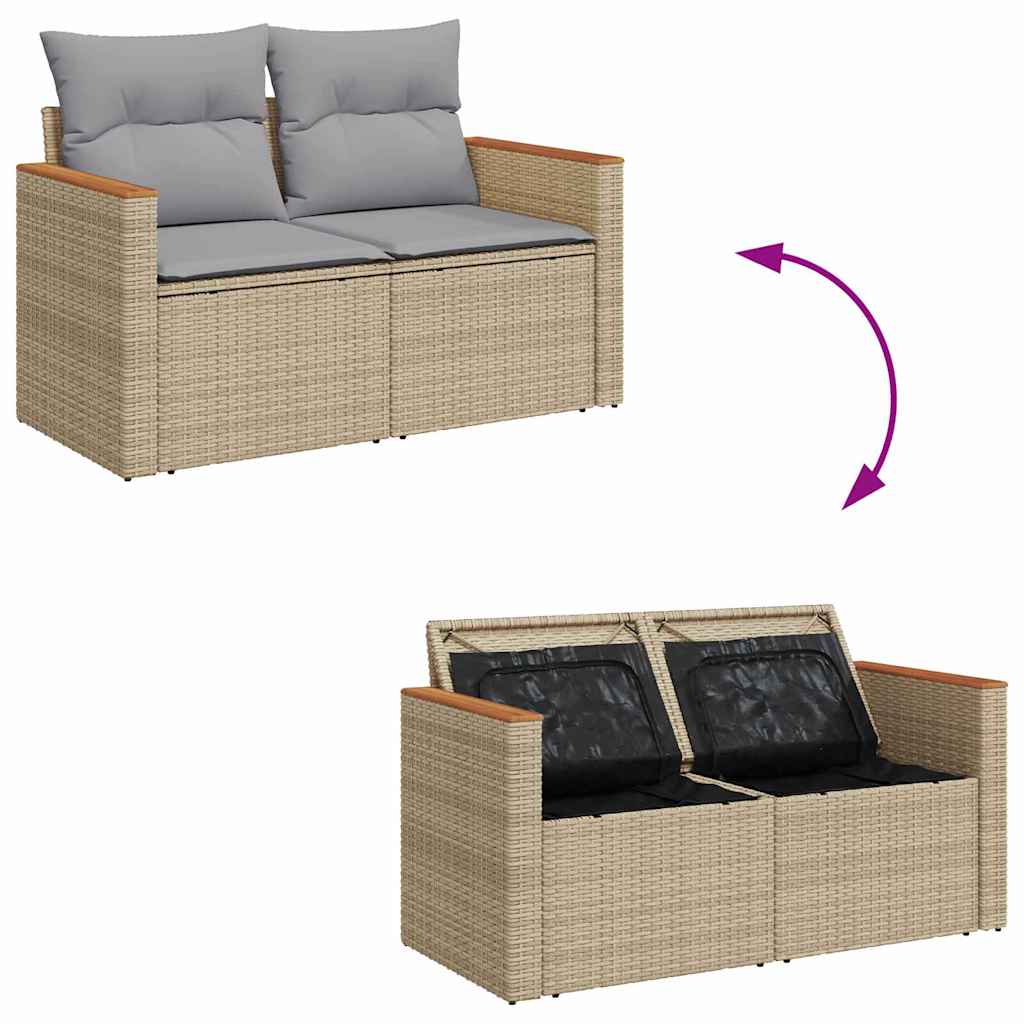 Havesofa Sæt 10 stk. 7-Antal sæder Beige og lys grå polyrattan
