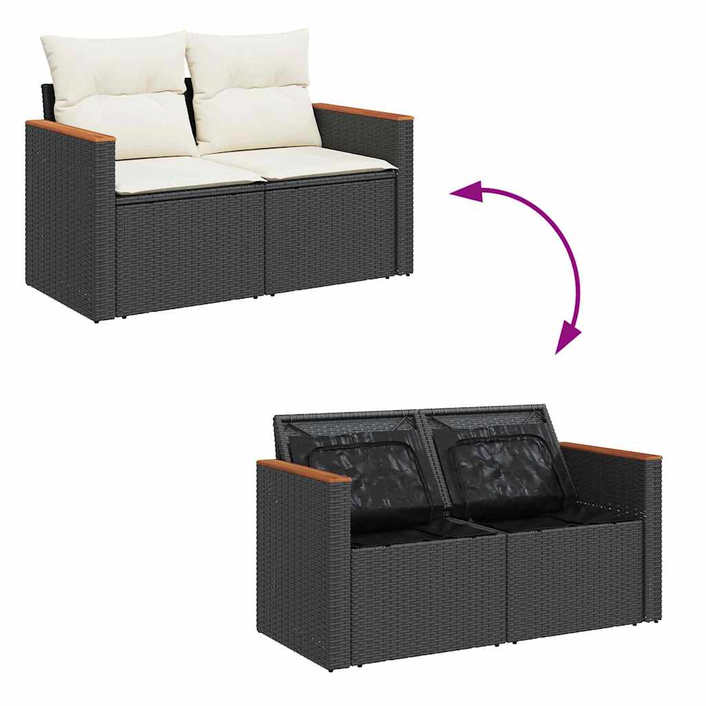 Havesofa Sæt 10 stk. 7-Antal sæder Sort og Cream polyrattan