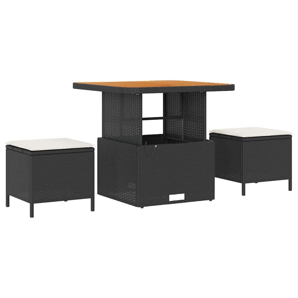 Havesofa Sæt 11 stk. 10-Antal sæder Sort og Cream polyrattan