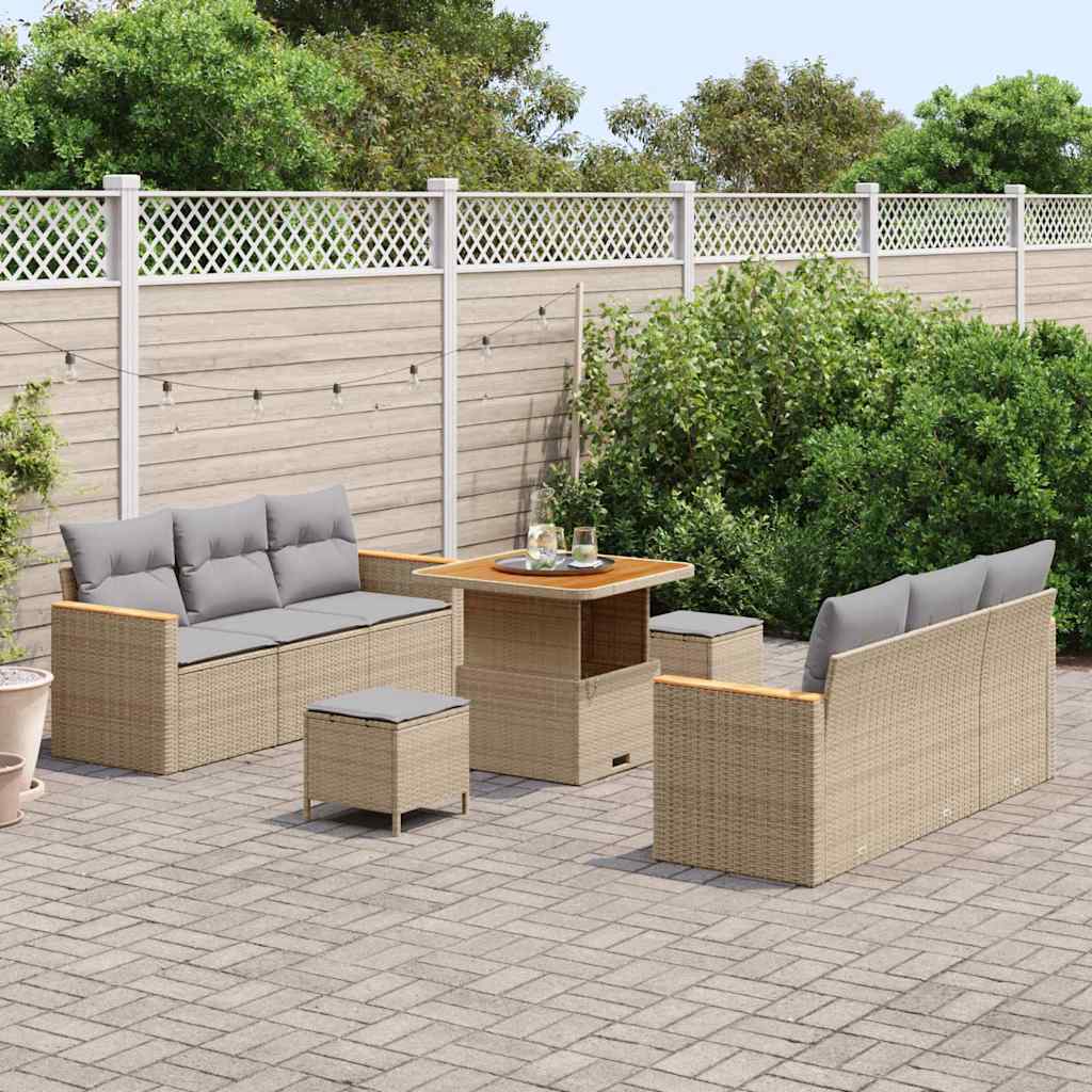 Havesofa Sæt 11 stk. 10-Antal sæder Beige og lys grå polyrattan