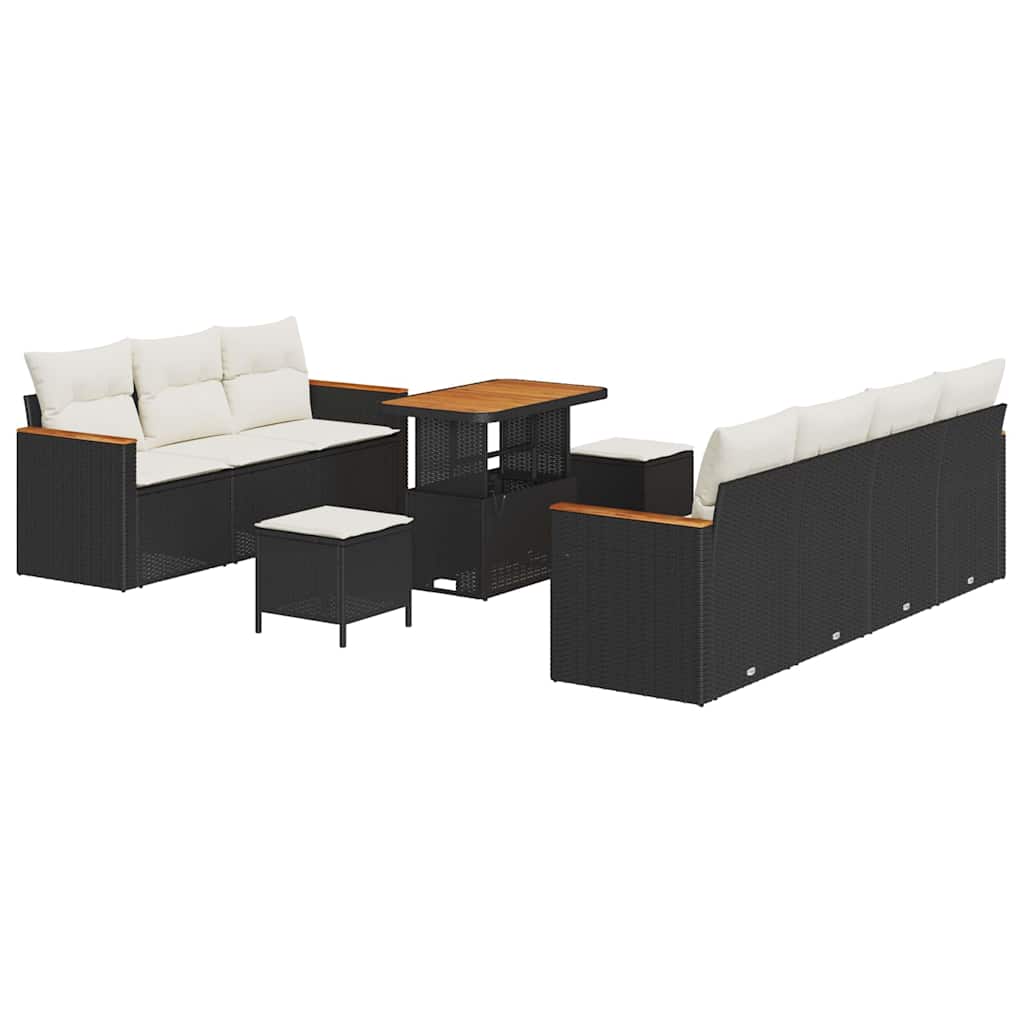 Havesofa Sæt 14 stk. 9-Antal sæder Sort og Cream polyrattan