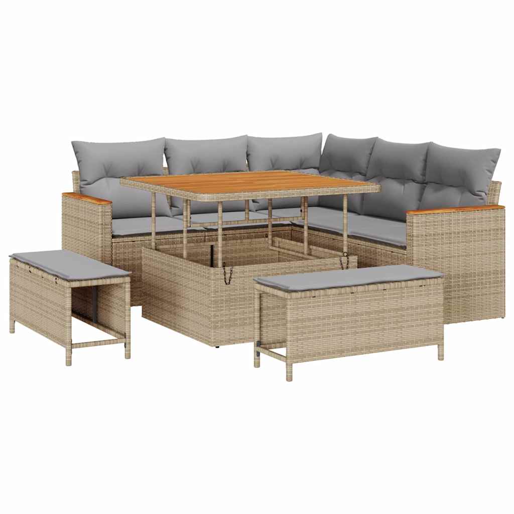 Havesofa Sæt 8 stk. 5-Antal sæder Beige Poly rattan
