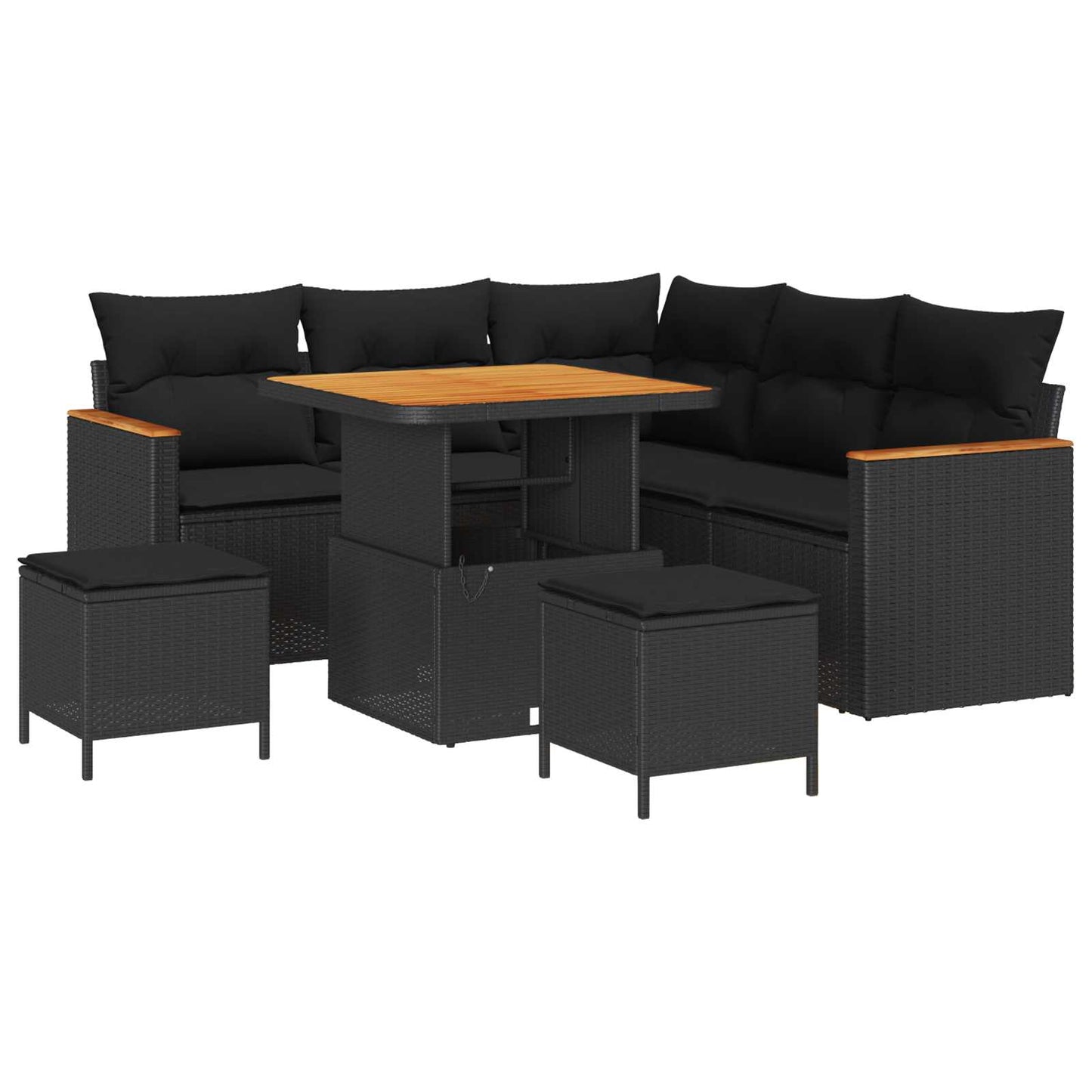 Havesofa Sæt 8 stk. 5-Antal sæder Sort Poly rattan