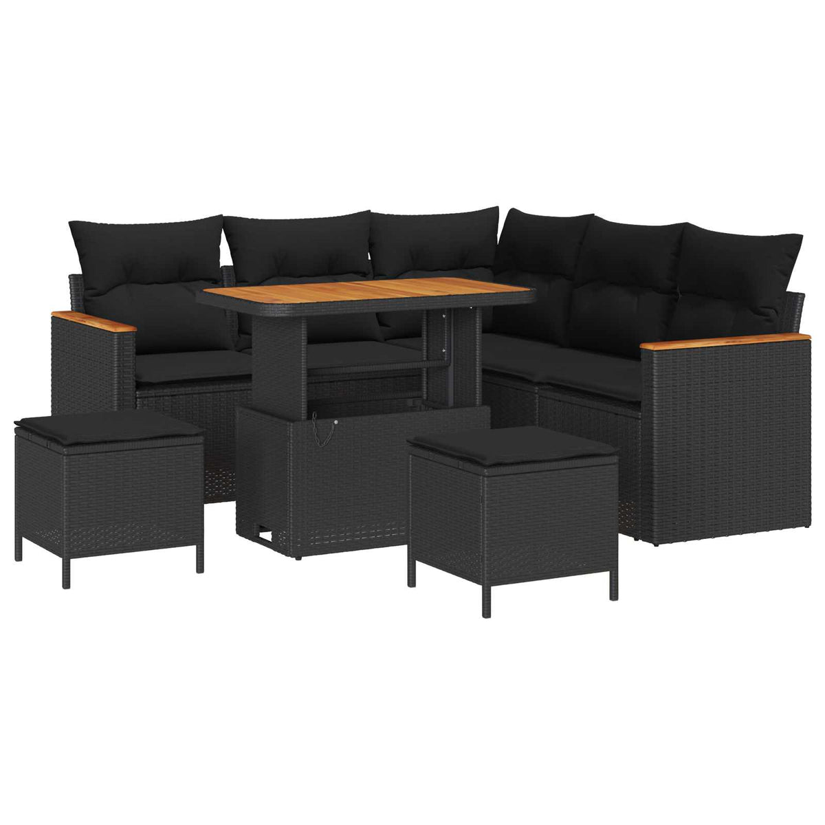 Havesofa Sæt 8 stk. 5-Antal sæder Sort Poly rattan