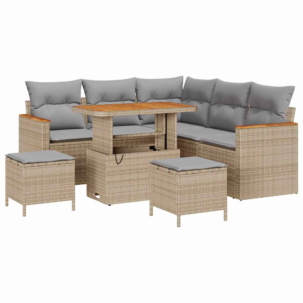 Havesofa Sæt 8 stk. 5-Antal sæder Beige Poly rattan