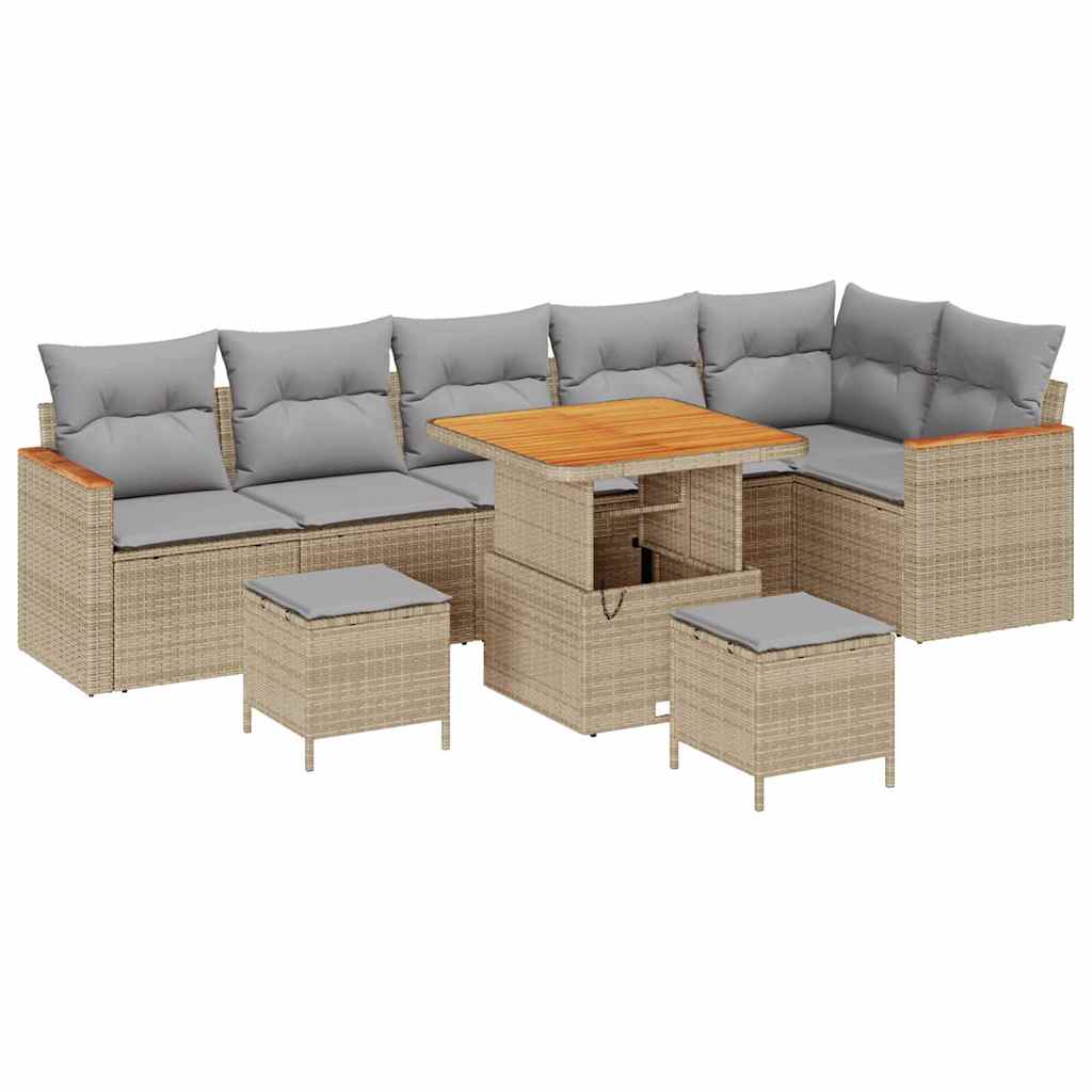 Havesofa Sæt 9 stk. 6-Antal sæder Beige Poly rattan