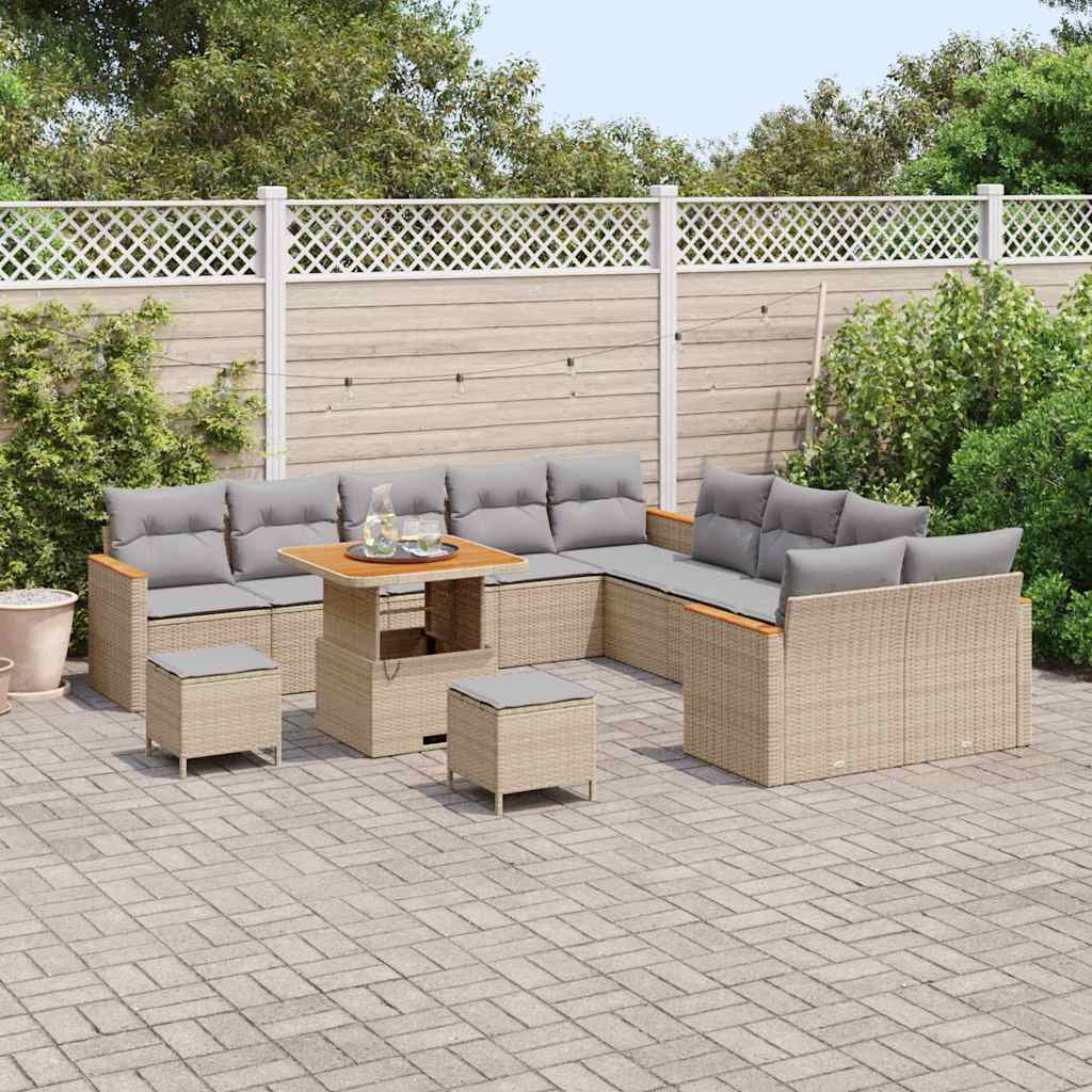 Havesofa Sæt 13 stk. 12-Antal sæder Beige polyrattan