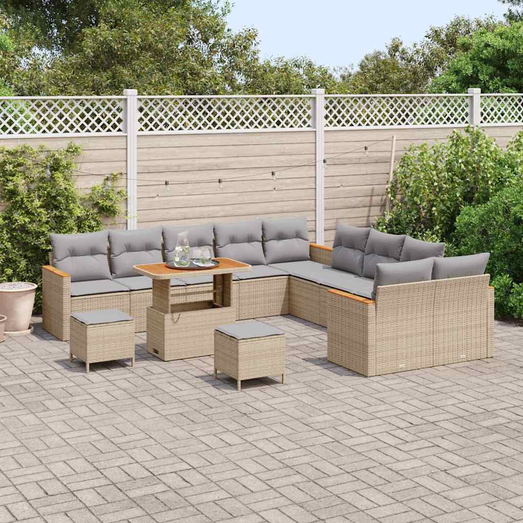 Havesofa Sæt 13 stk. 12-Antal sæder Beige polyrattan