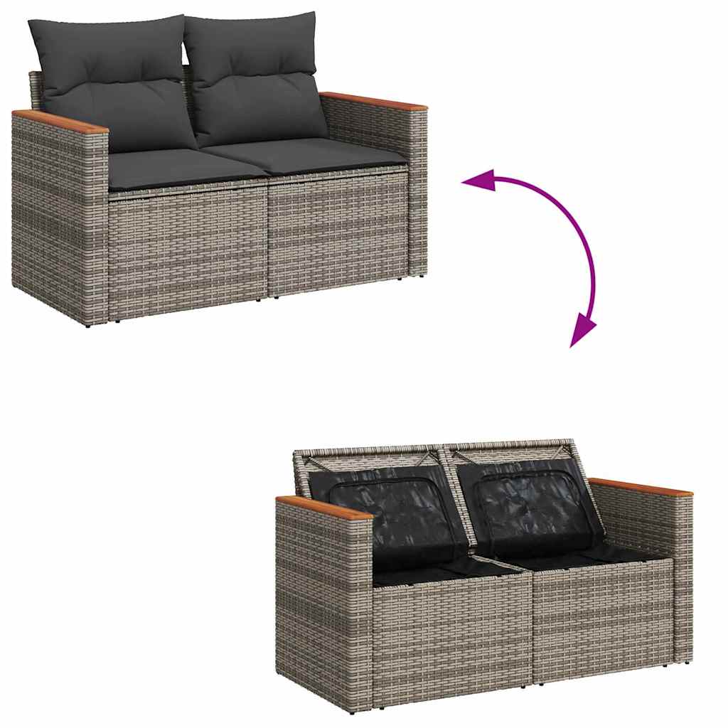 Havesofa Sæt 18 stk. 12-Antal sæder Grå polyrattan