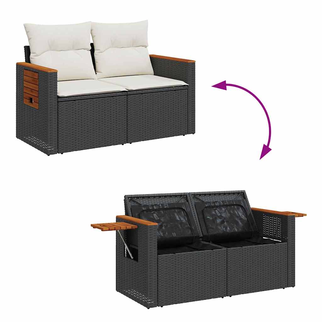 Havesofa Sæt 11 stk. 8-Antal sæder Sort og Cream polyrattan