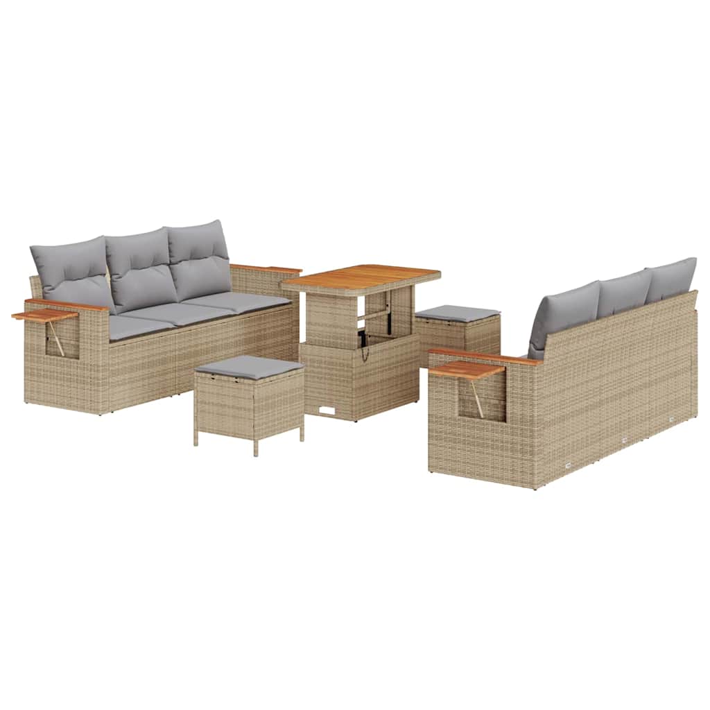 Havesofa Sæt 11 stk. 8-Antal sæder Beige og lys grå polyrattan