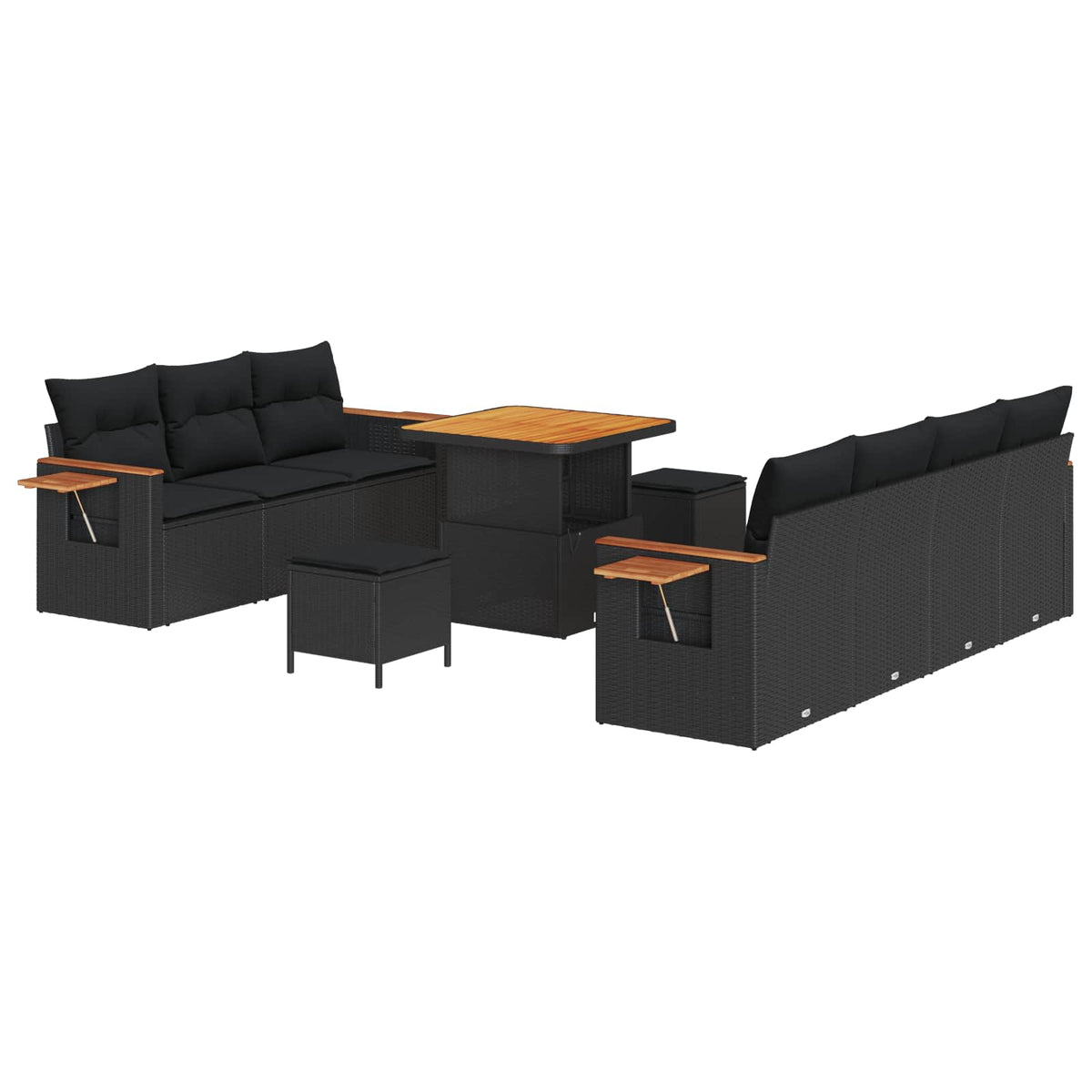 Havesofa Sæt 13 stk. 9-Antal sæder Sort polyrattan