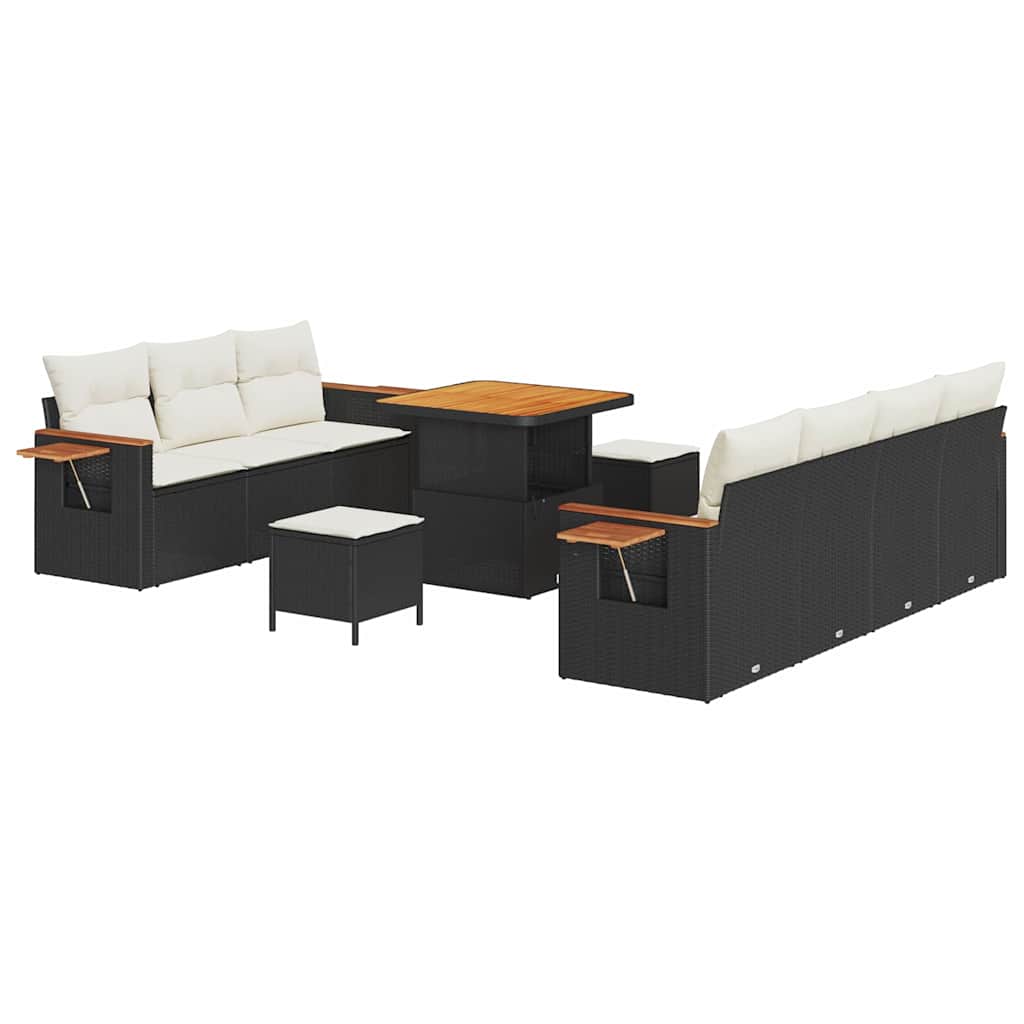 Havesofa Sæt 13 stk. 9-Antal sæder Sort og Cream polyrattan