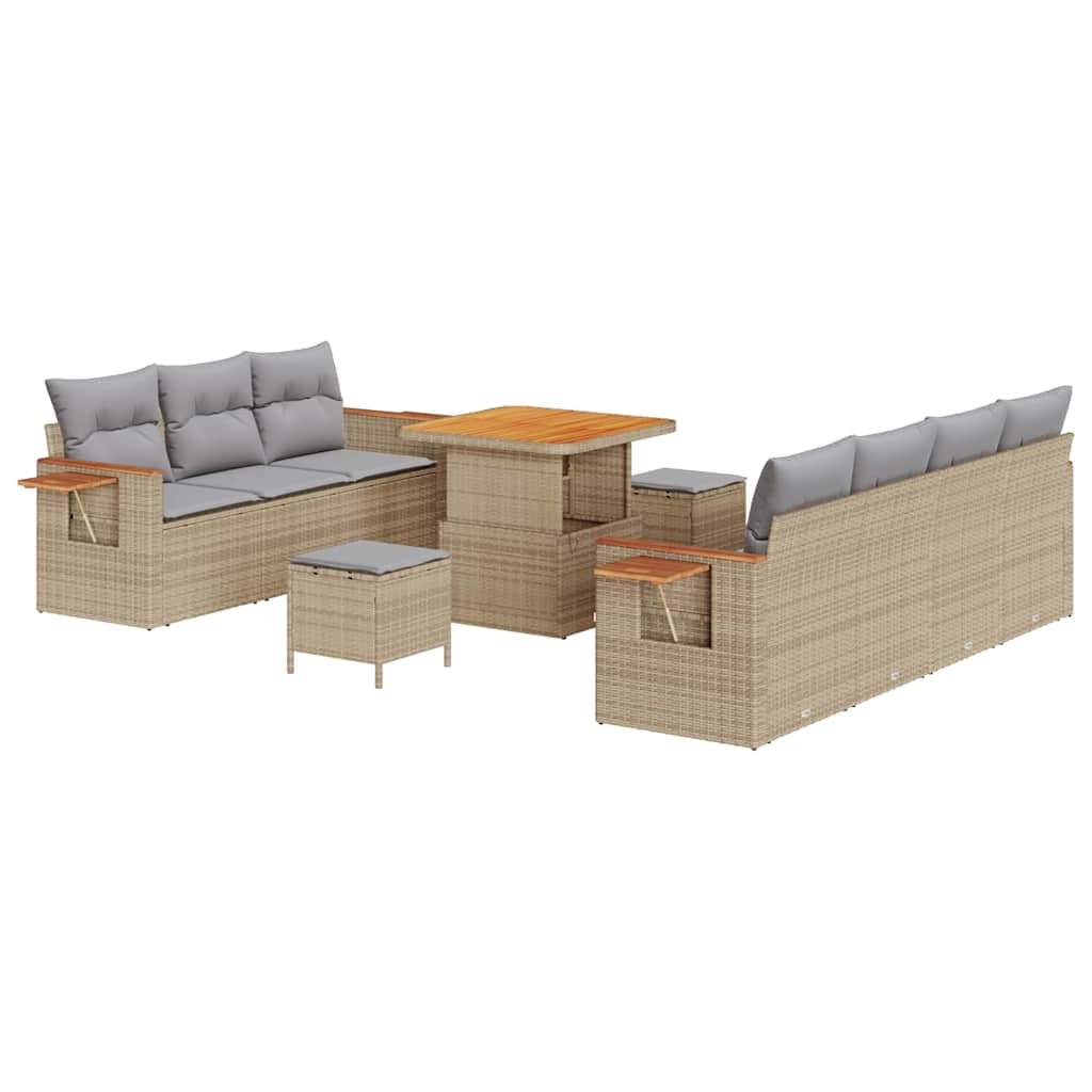 Havesofa Sæt 13 stk. 9-Antal sæder Beige og lys grå polyrattan