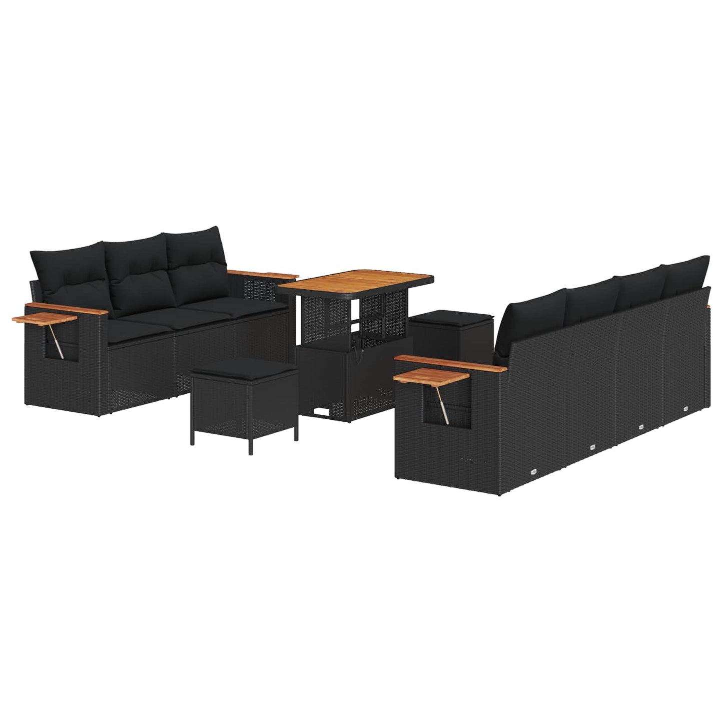 Havesofa Sæt 13 stk. 9-Antal sæder Sort polyrattan
