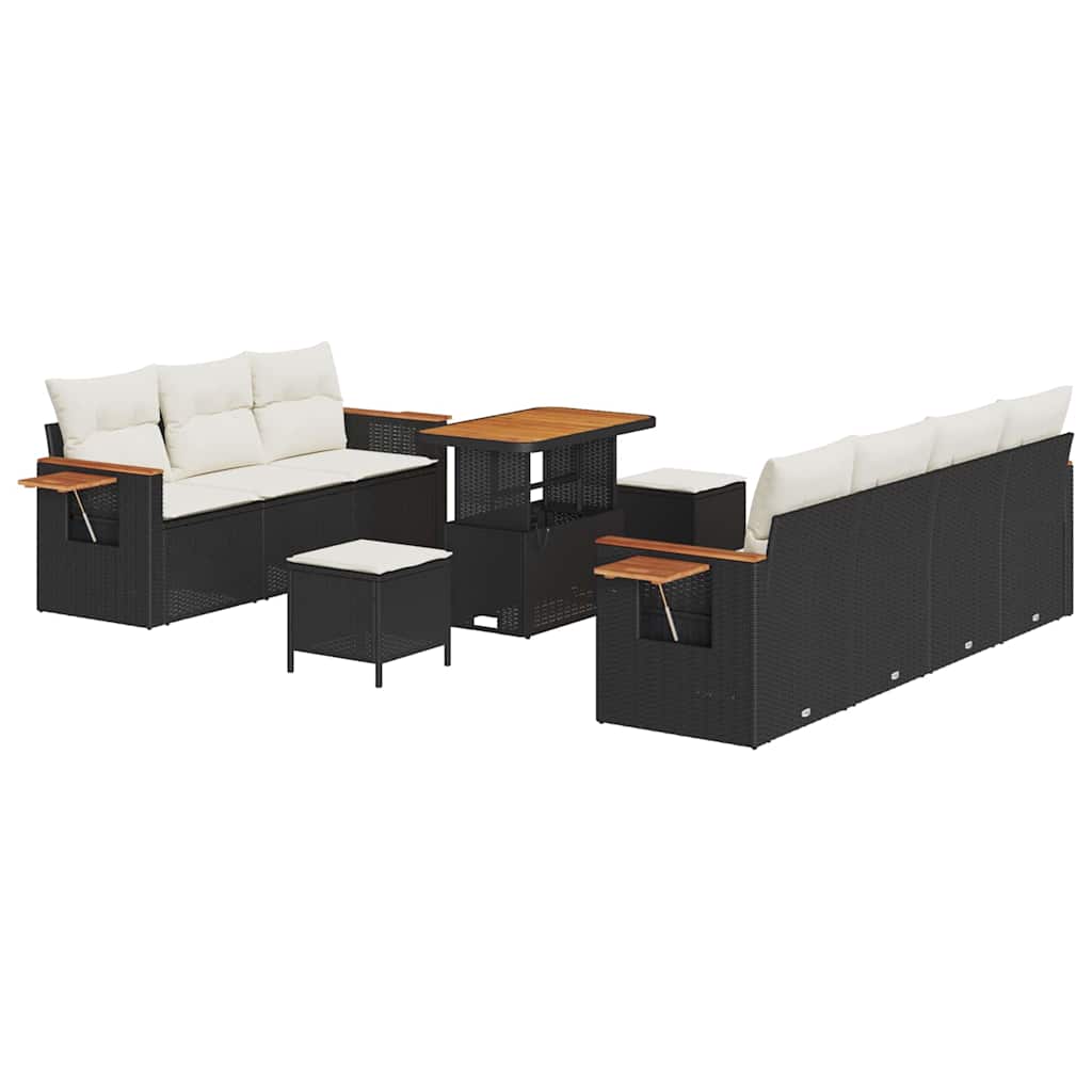 Havesofa Sæt 13 stk. 9-Antal sæder Sort og Cream polyrattan