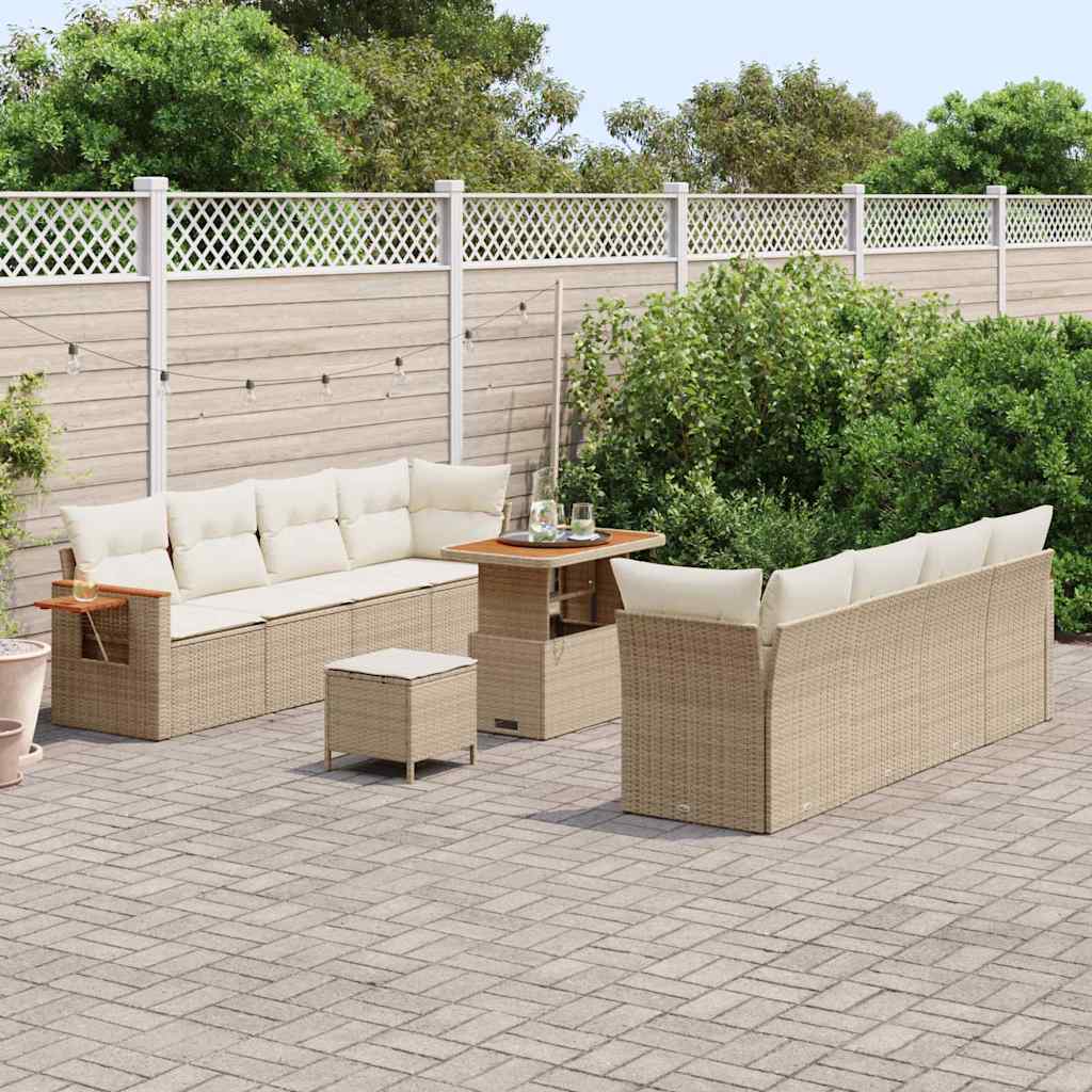 Havesofa Sæt 12 stk. 10-Antal sæder Beige og creme polyrattan