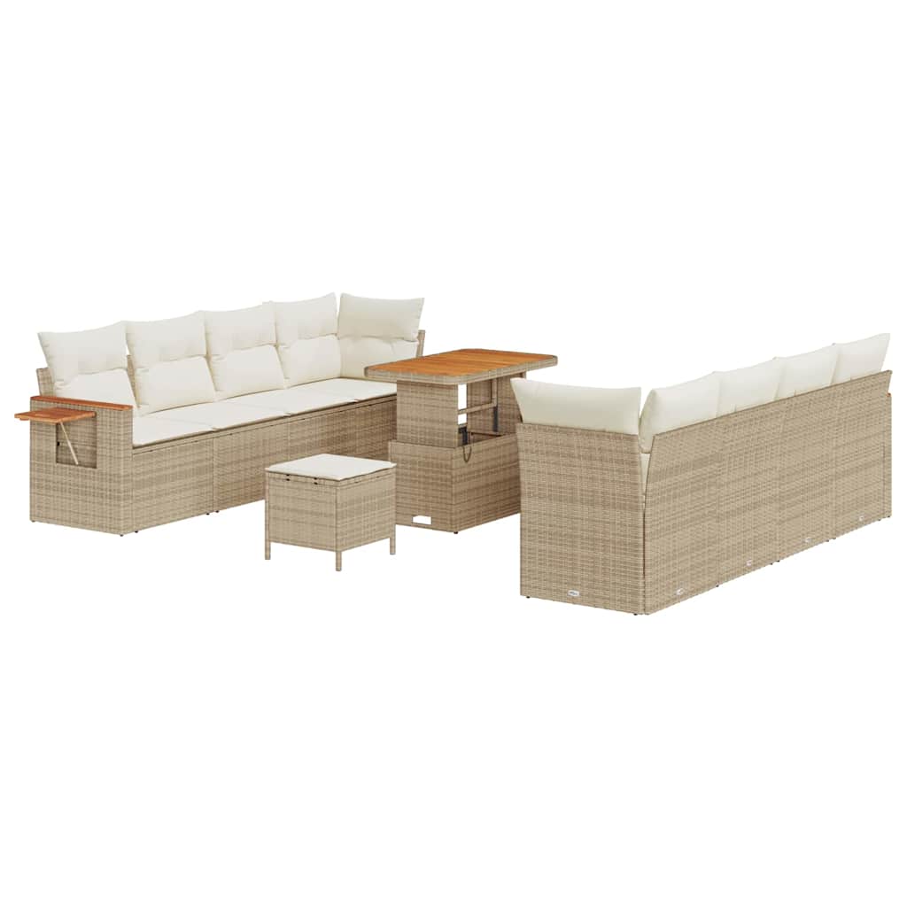 Havesofa Sæt 12 stk. 10-Antal sæder Beige og creme polyrattan