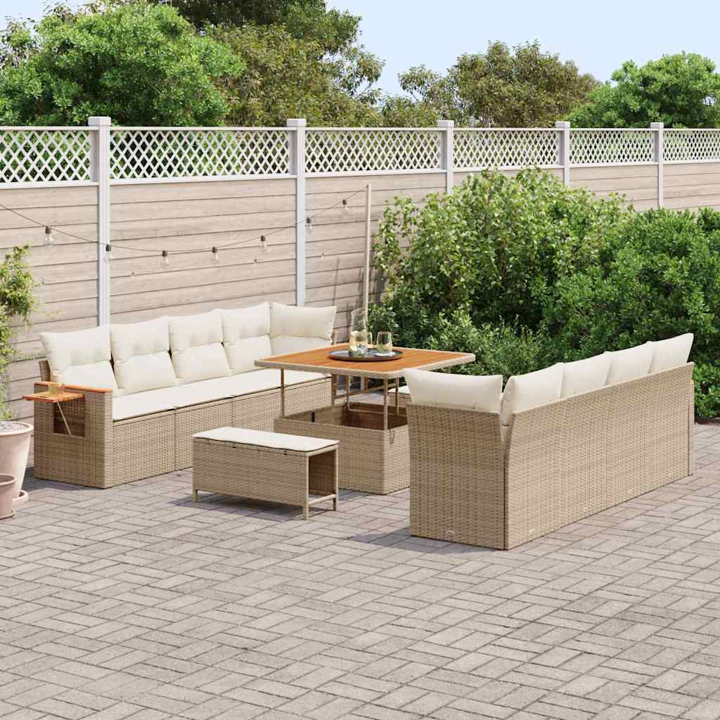 Havesofa Sæt 12 stk. 12-Antal sæder Beige og creme polyrattan