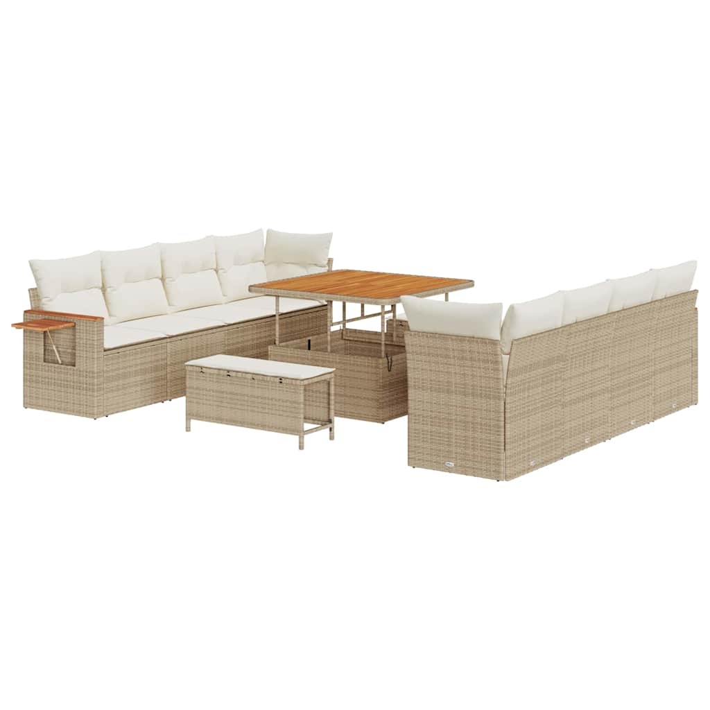Havesofa Sæt 12 stk. 12-Antal sæder Beige og creme polyrattan