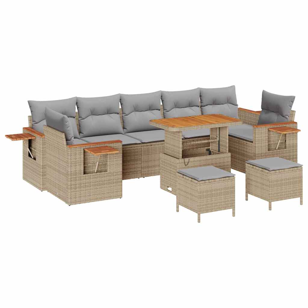Havesofa Sæt 13 stk. 9-Antal sæder Beige og lys grå polyrattan
