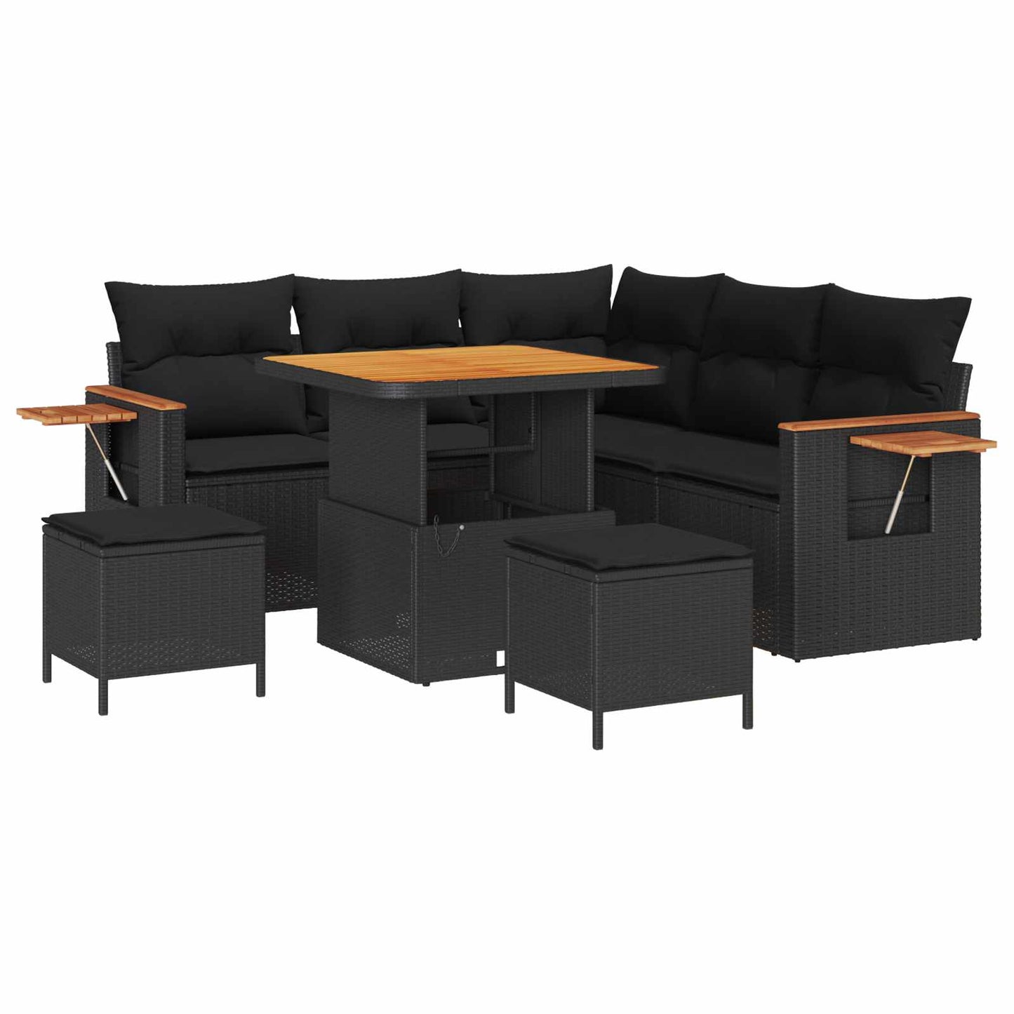 Havesofa Sæt 9 stk. 8-Antal sæder Sort polyrattan