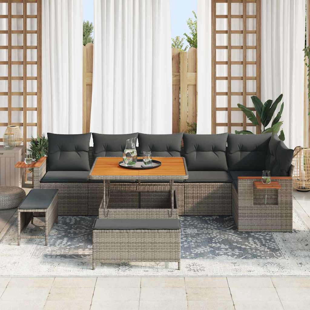 Havesofa Sæt 11 stk. 9-Antal sæder Grå polyrattan