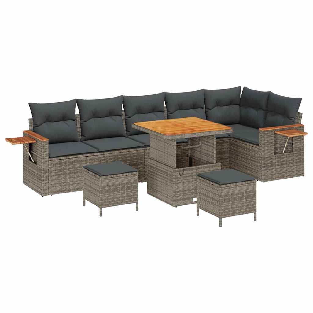 Havesofa Sæt 11 stk. 9-Antal sæder Grå polyrattan