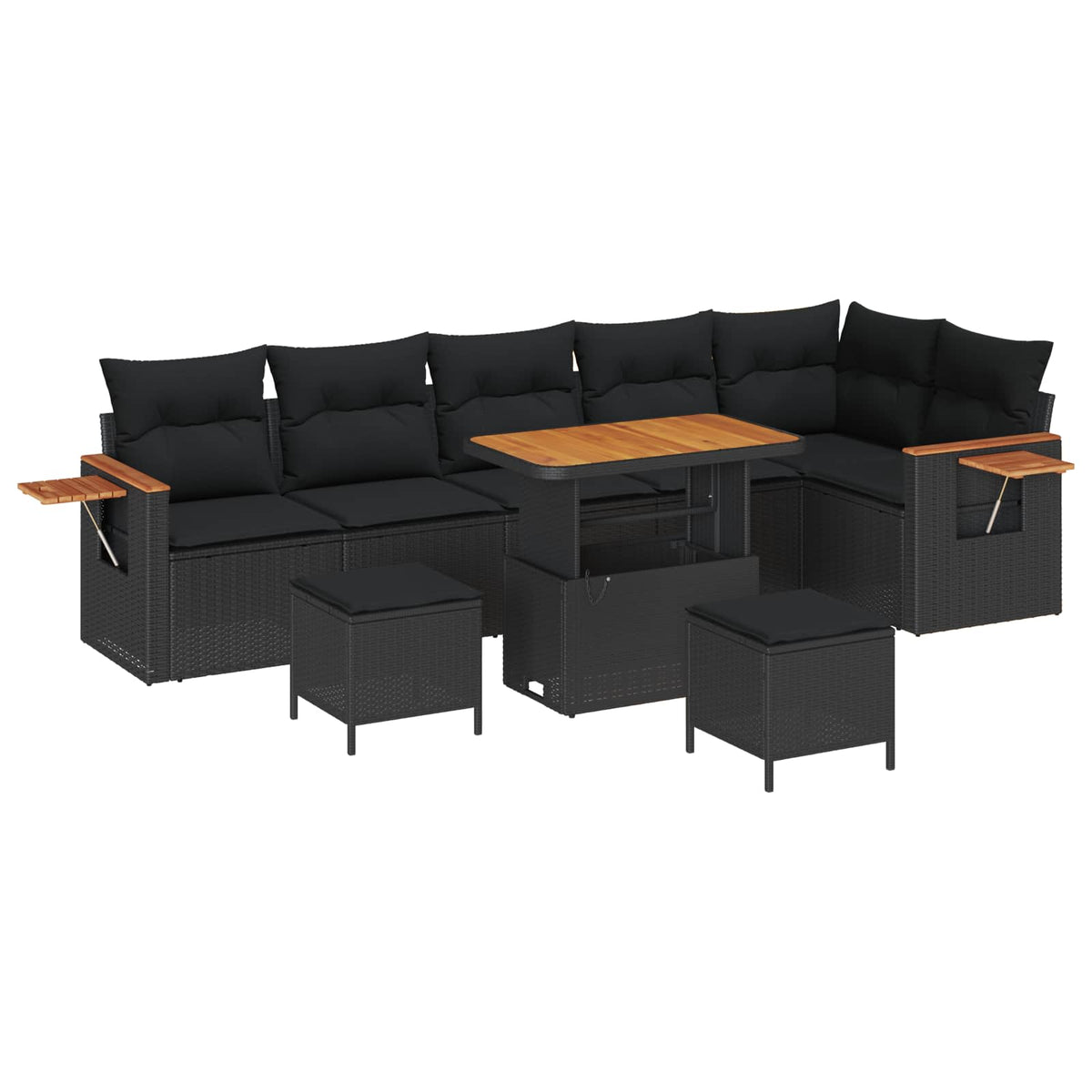 Havesofa Sæt 11 stk. 9-Antal sæder Sort polyrattan