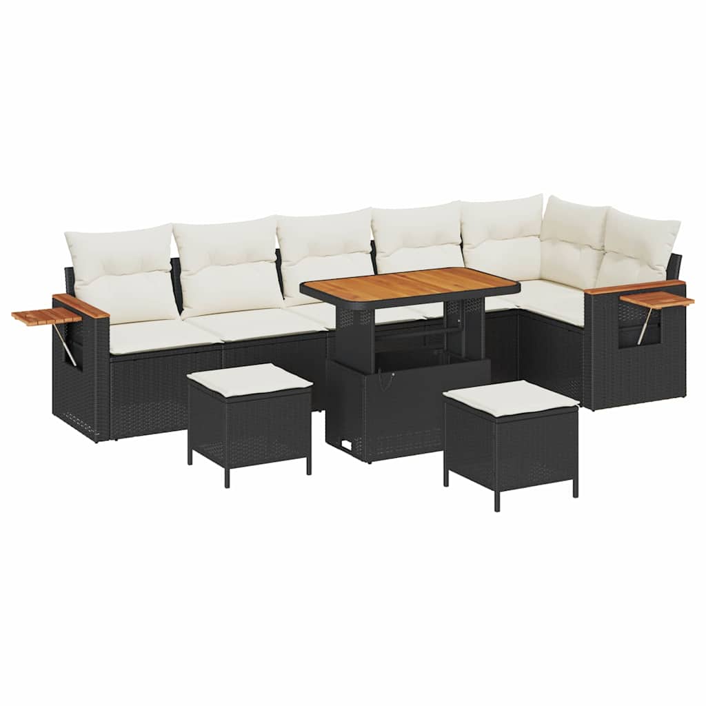 Havesofa Sæt 11 stk. 9-Antal sæder Sort og Cream polyrattan