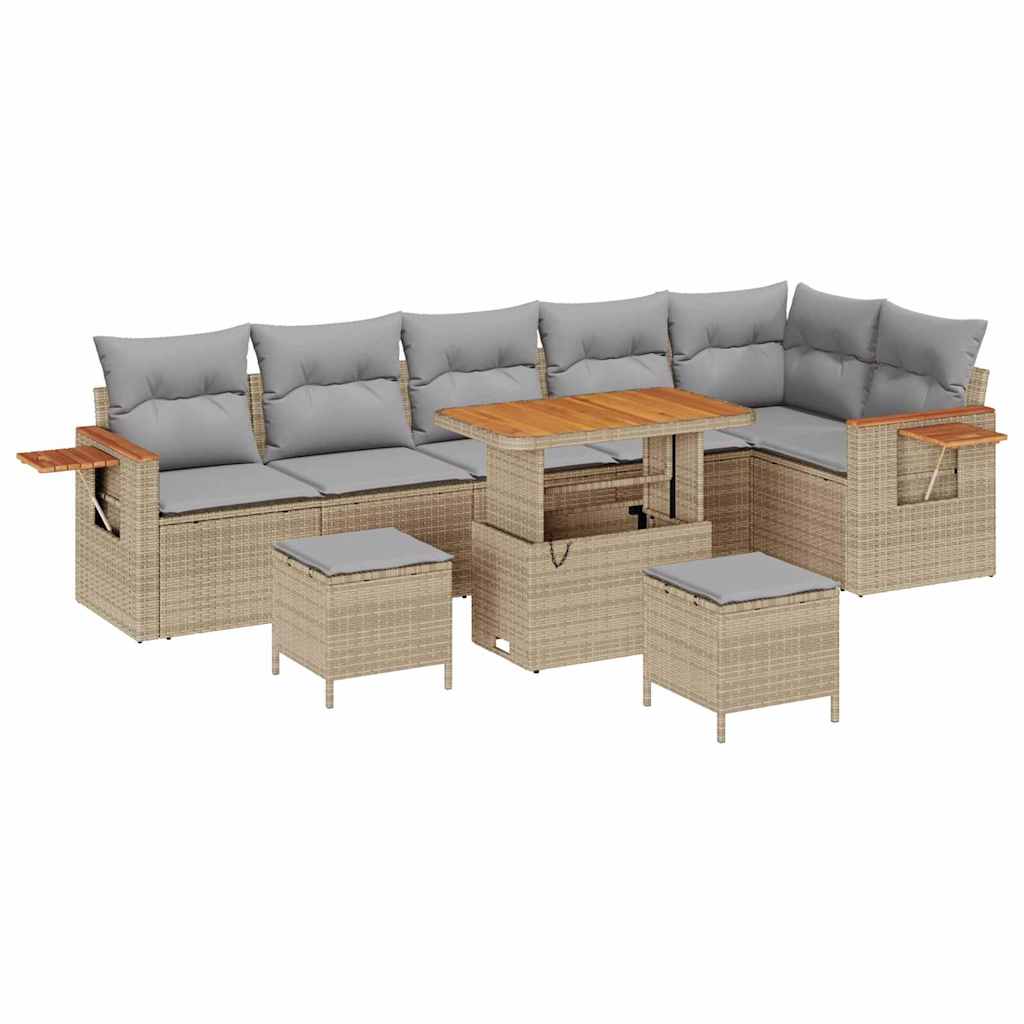 Havesofa Sæt 11 stk. 9-Antal sæder Beige og lys grå polyrattan