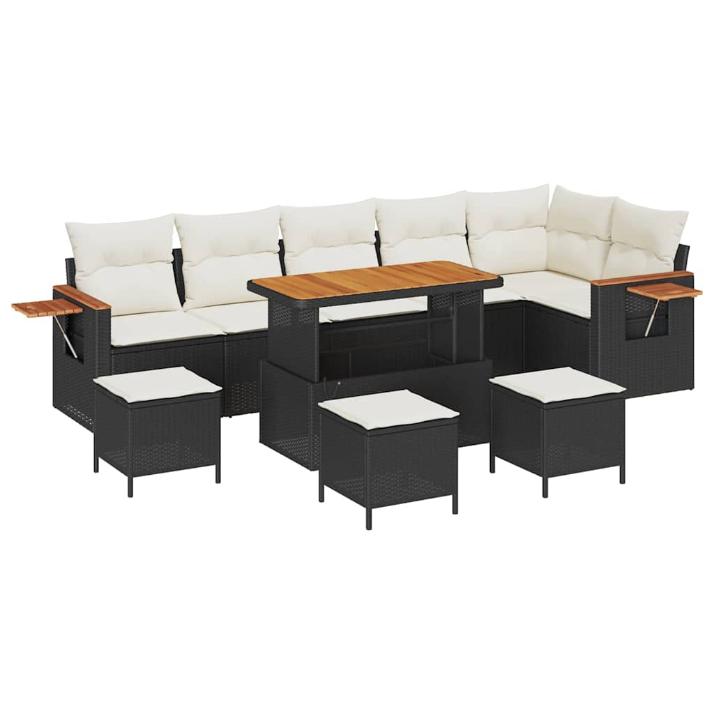 Havesofa Sæt 12 stk. 8-Antal sæder Sort og Cream polyrattan