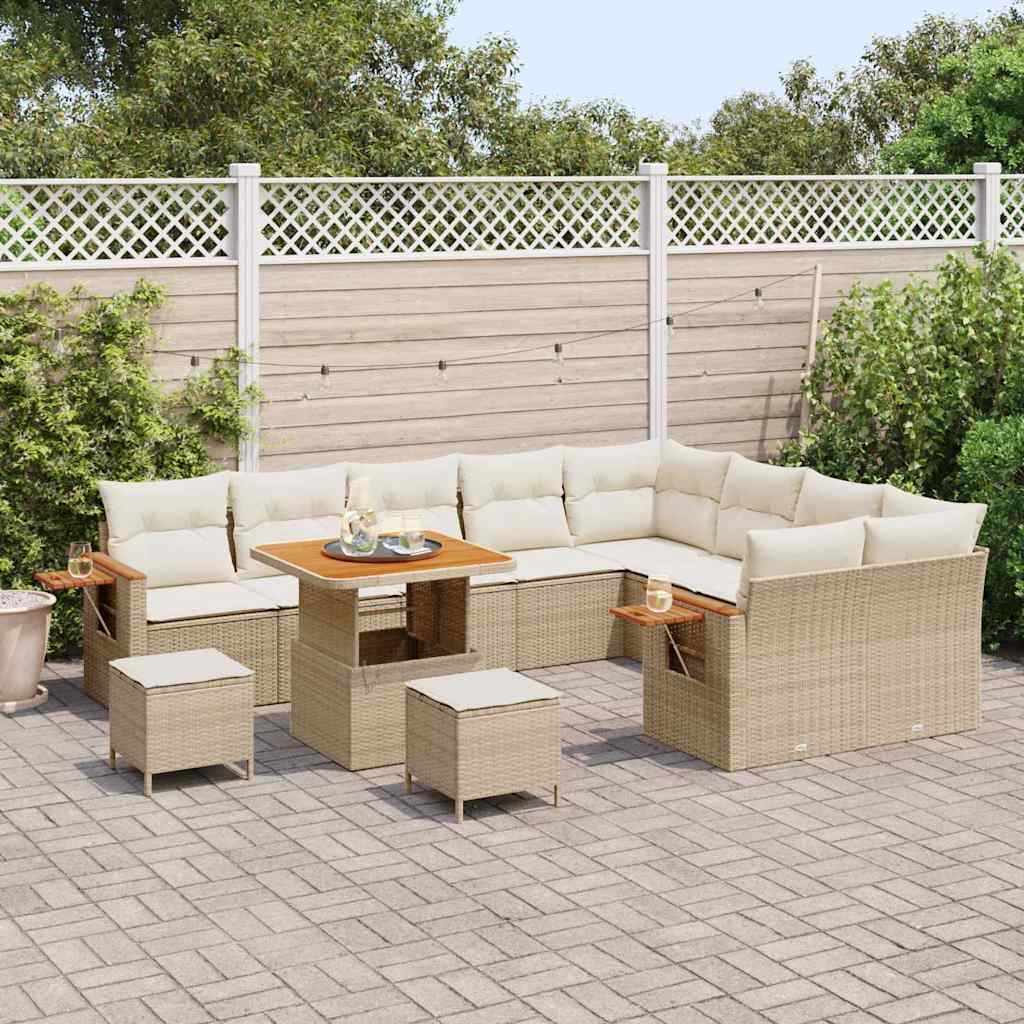 Havesofa Sæt 13 stk. 9-Antal sæder Beige og creme polyrattan