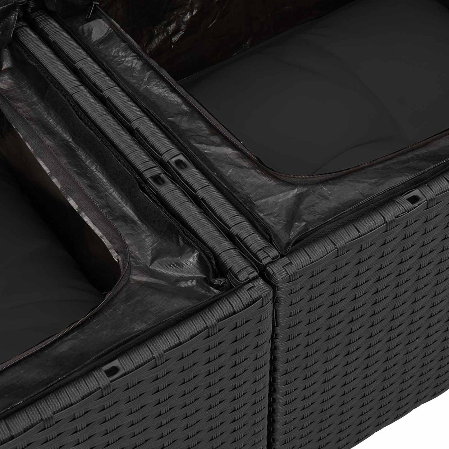 Havesofa Sæt 13 stk. 9-Antal sæder Sort polyrattan