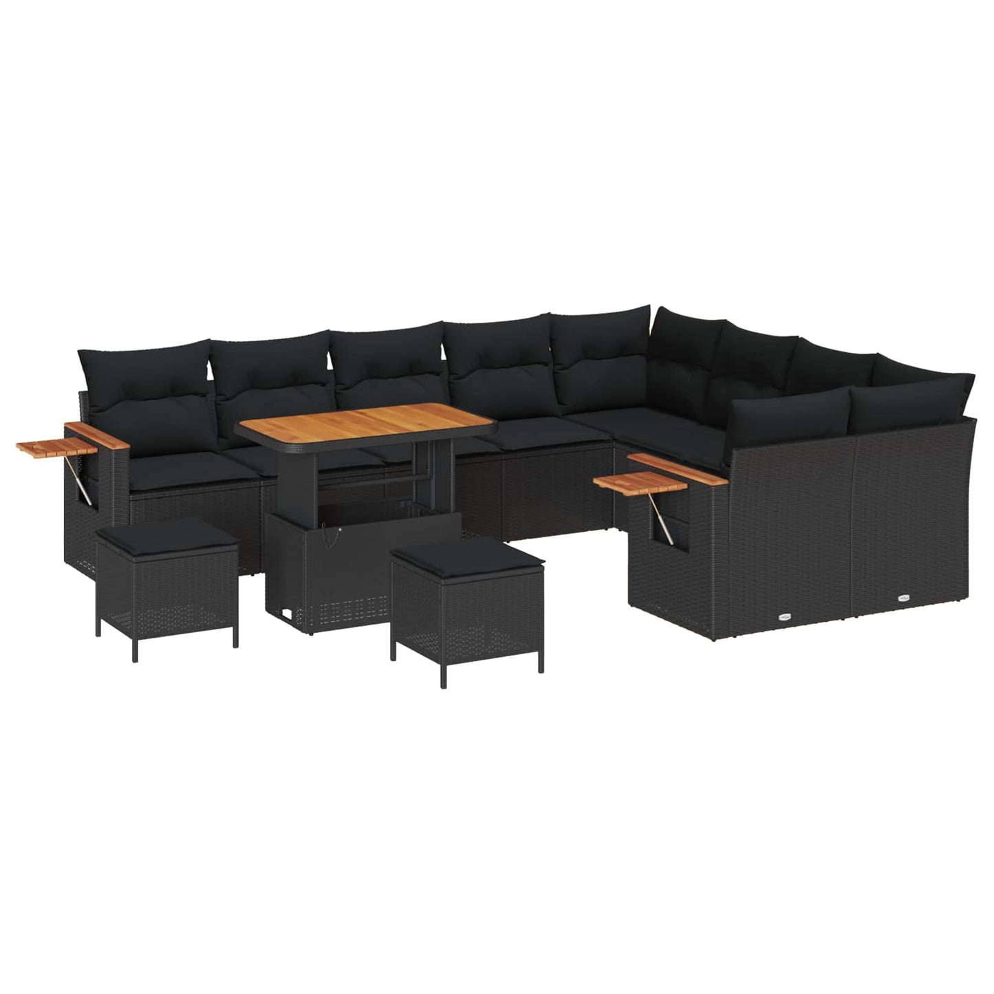 Havesofa Sæt 13 stk. 9-Antal sæder Sort polyrattan