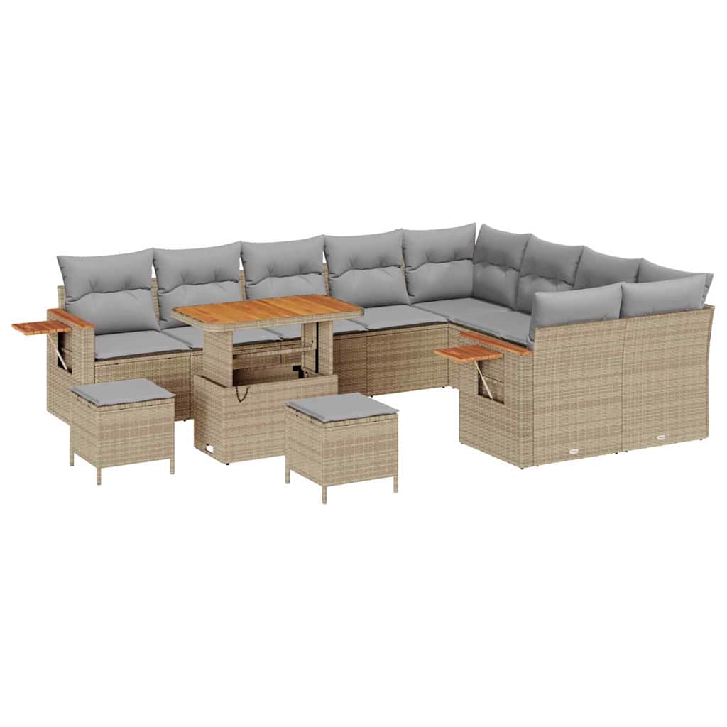Havesofa Sæt 13 stk. 9-Antal sæder Beige og lys grå polyrattan