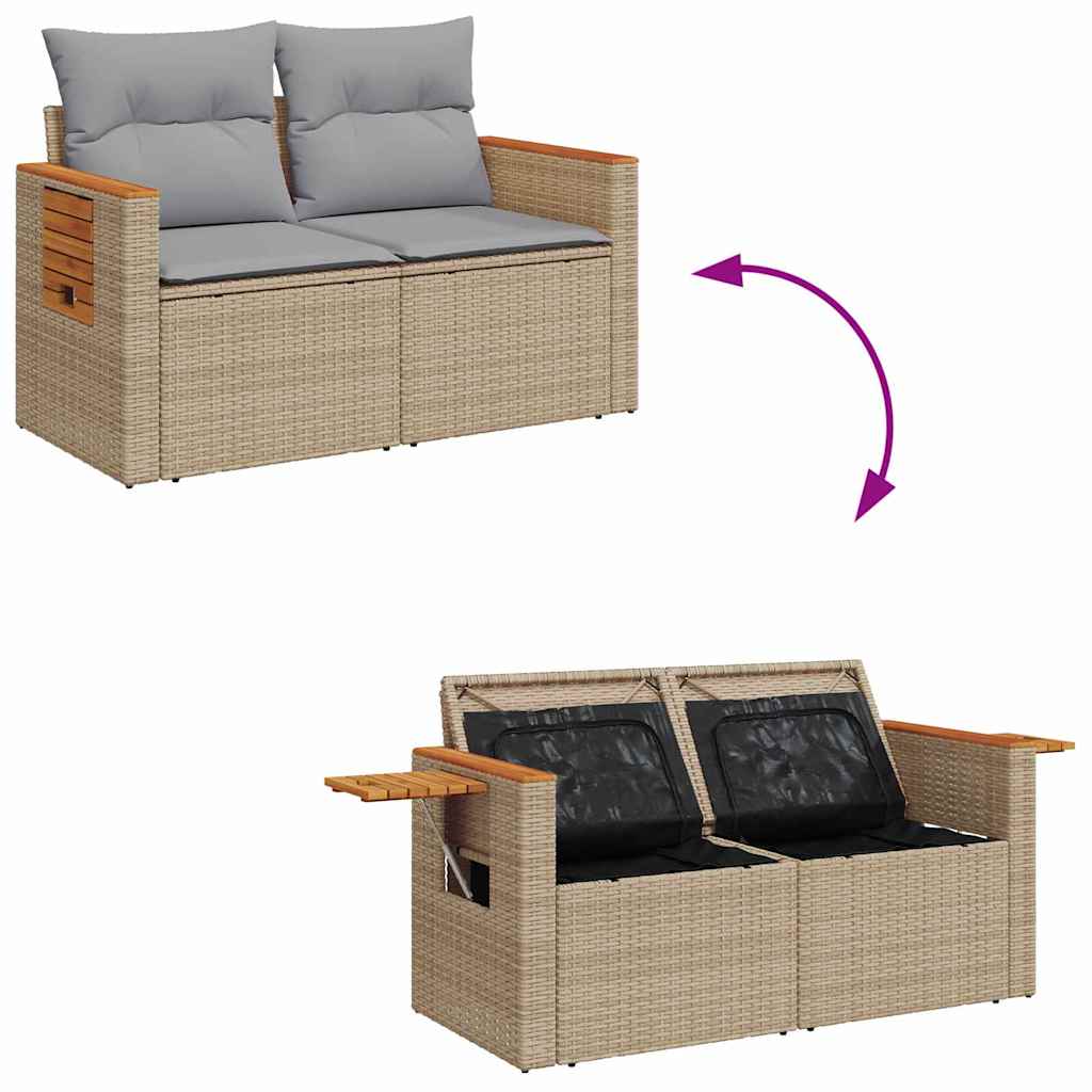 Havesofa Sæt 17 stk. 10-Antal sæder Beige og lys grå polyrattan