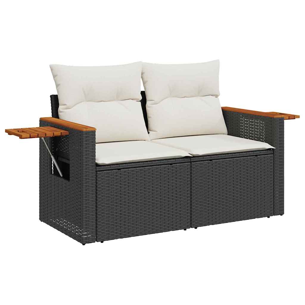 Havesofa Sæt 18 stk. 11-Antal sæder Sort og Cream polyrattan