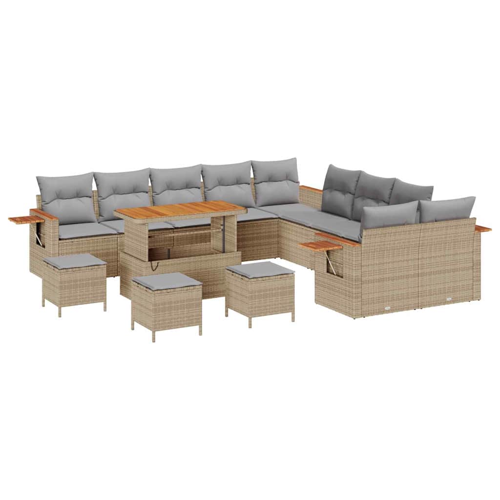 Havesofa Sæt 18 stk. 11-Antal sæder Beige og lys grå polyrattan