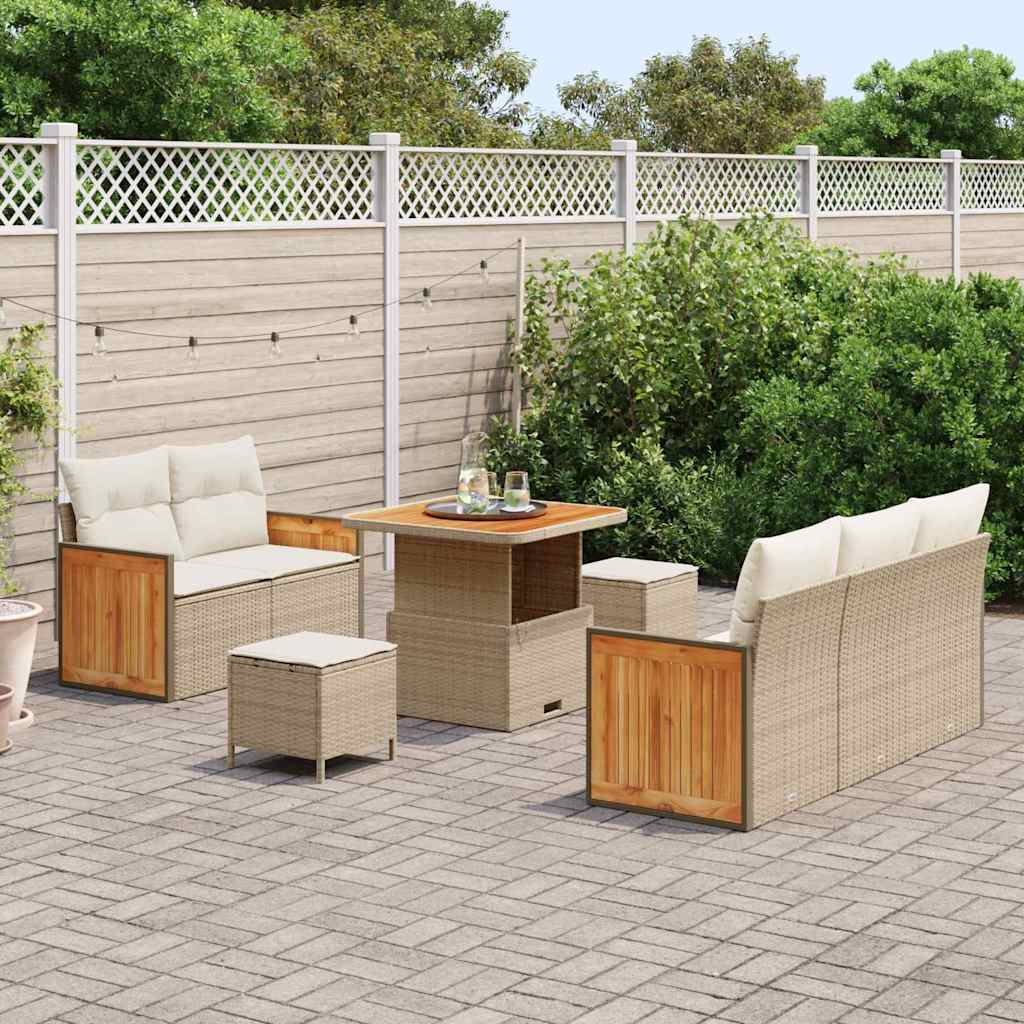 Havesofa Sæt 10 stk. 7-Antal sæder Beige og creme polyrattan