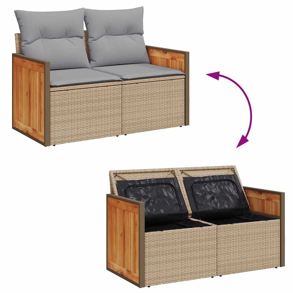 Havesofa Sæt 13 stk. 9-Antal sæder Beige og lys grå polyrattan