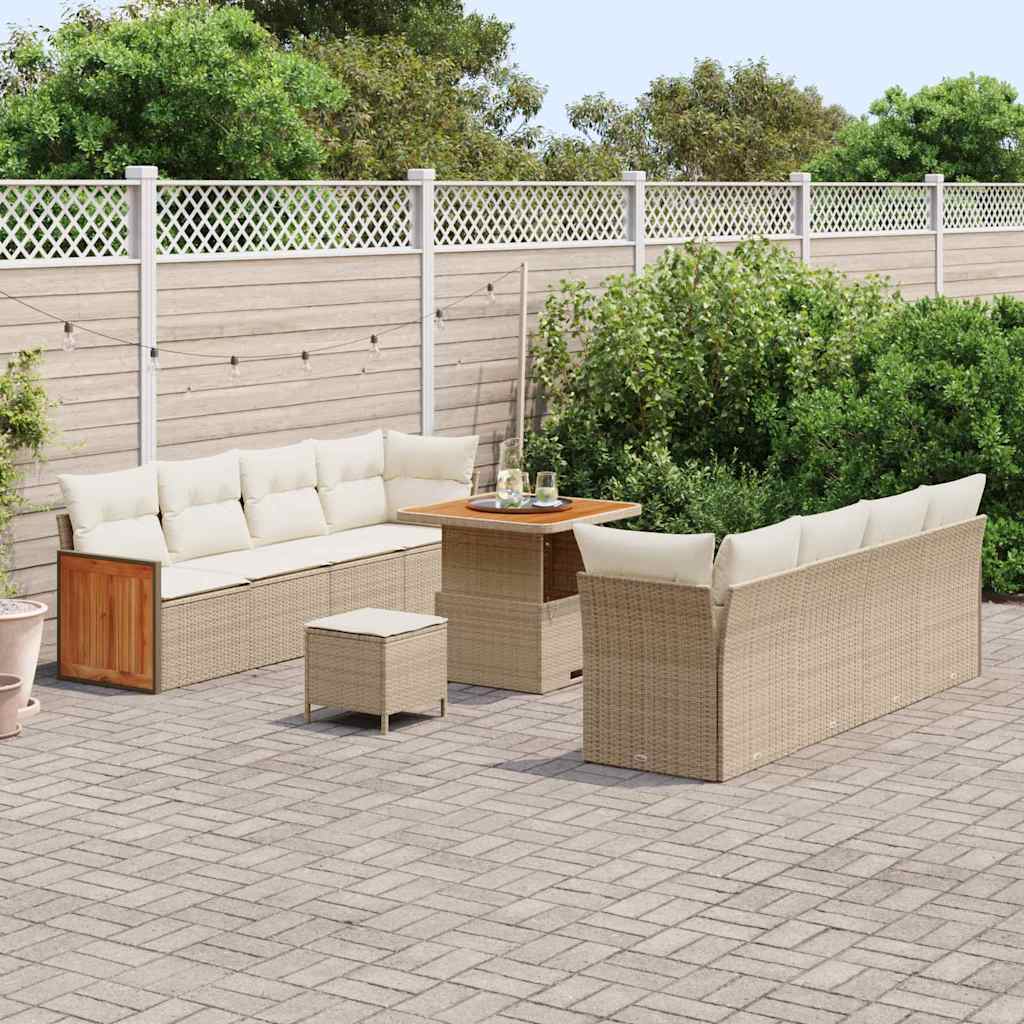 Havesofa Sæt med pude 12 pcs Beige og creme polyrattan