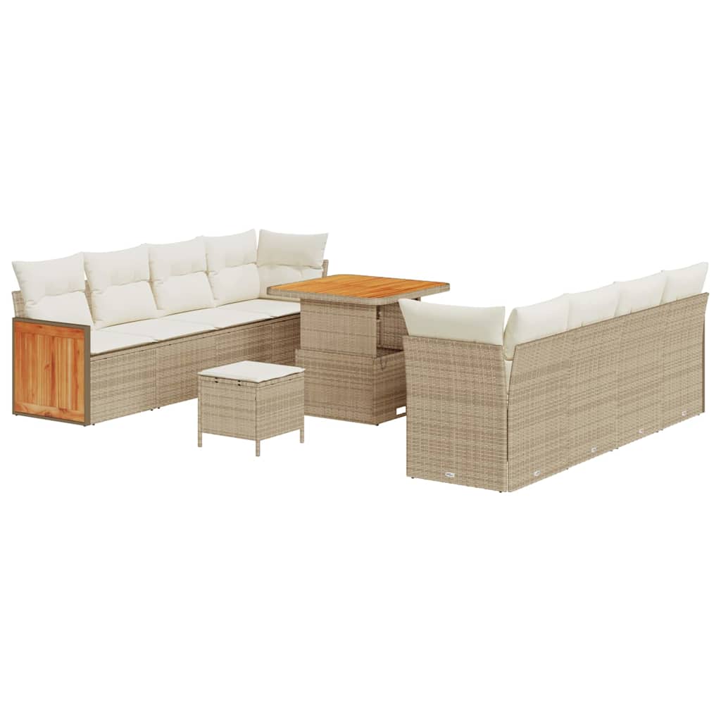 Havesofa Sæt med pude 12 pcs Beige og creme polyrattan