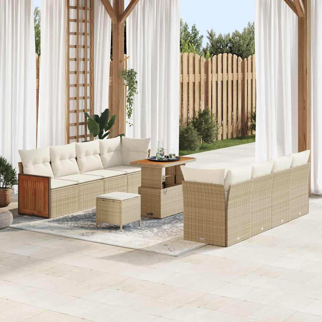 Havesofa Sæt med pude 12 pcs Beige og creme polyrattan