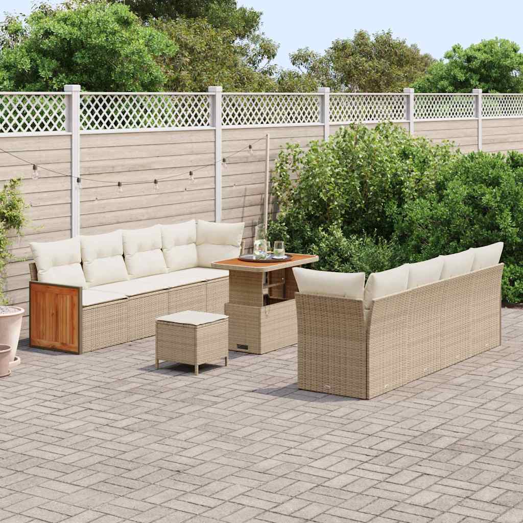 Havesofa Sæt med pude 12 pcs Beige og creme polyrattan