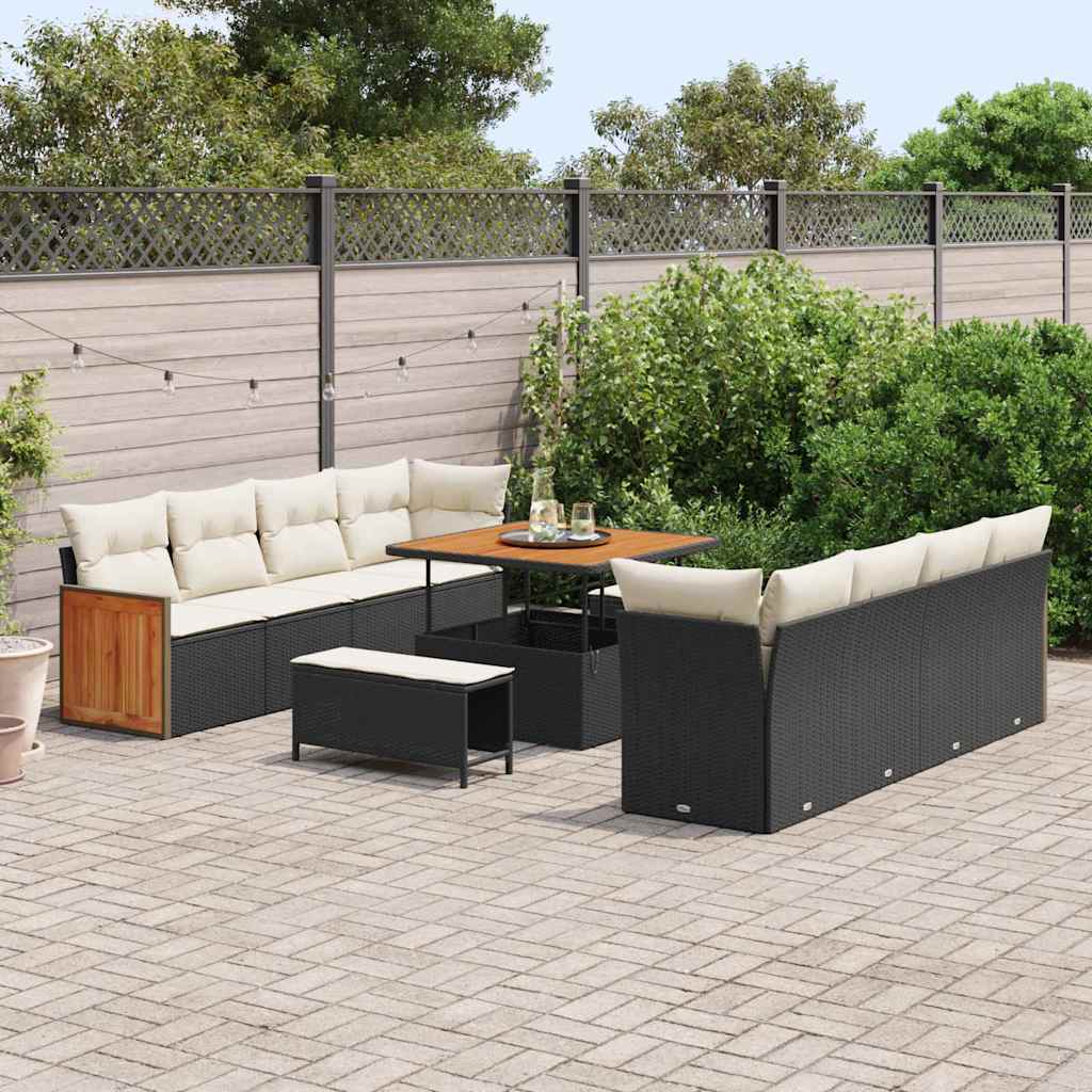 Havesofa Sæt Sort og Cream 231 x 224 x 85 cm polyrattan