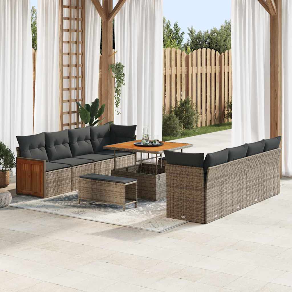 Havesofa Sæt med pude Grå 231 x 224 x 85 cm polyrattan