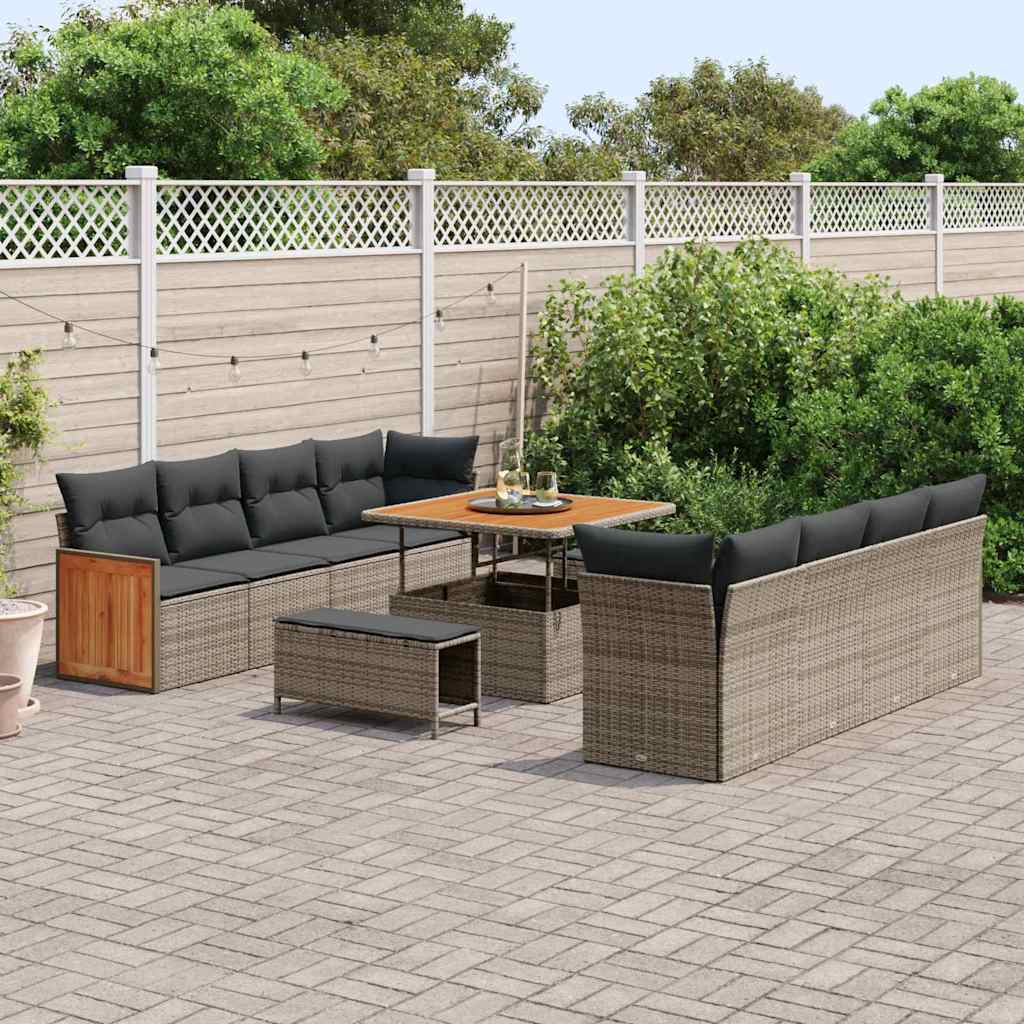 Havesofa Sæt med pude Grå 231 x 224 x 85 cm polyrattan