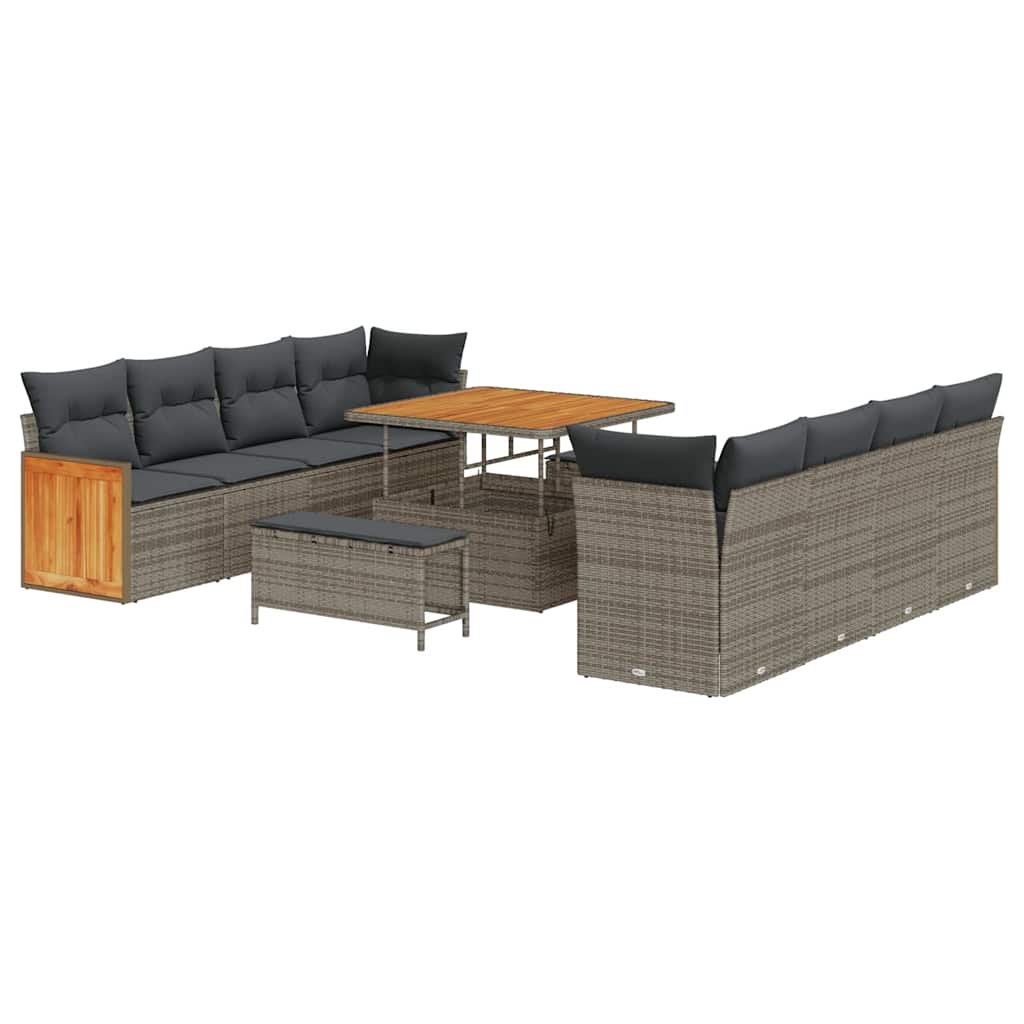 Havesofa Sæt med pude Grå 231 x 224 x 85 cm polyrattan